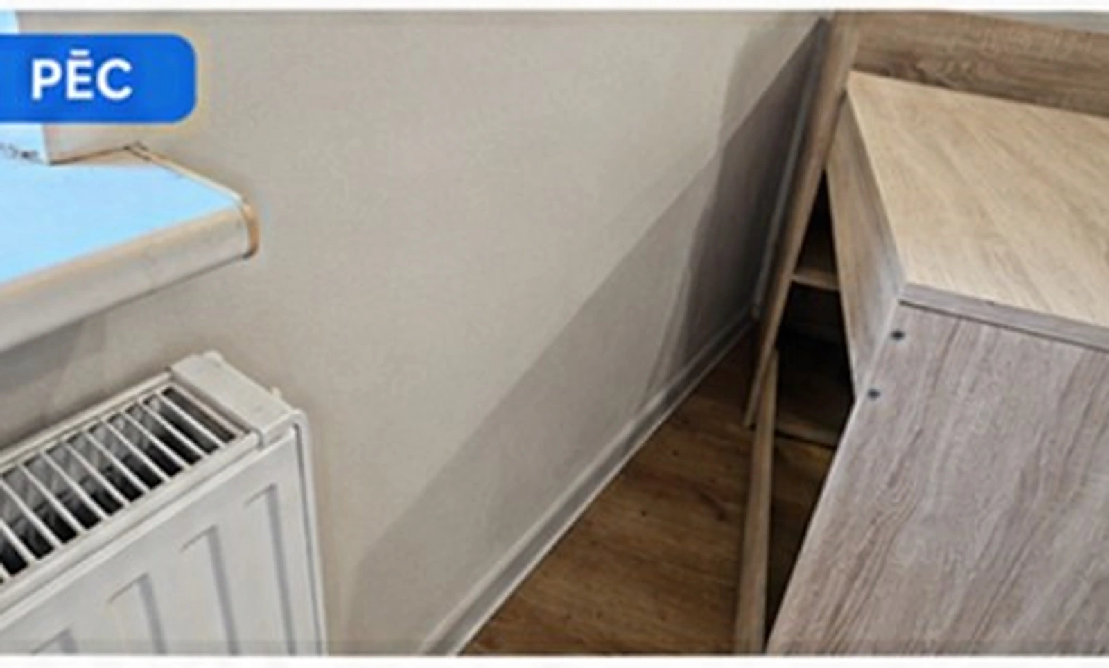 Siena un radiators pēc pelējuma tīrīšanas — Pēc